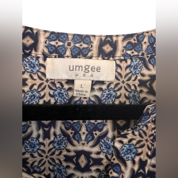 Umgee Blue and Tan Dress/Swimsuit Cover on Playful Pattern Size L - Picture 3 of 8